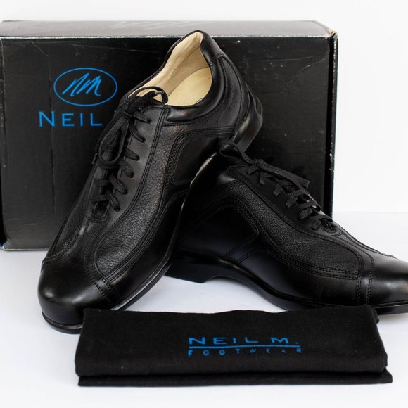 Neil M Shoes Mens 11.5 EEE Wide Black Leather Designer Lace Up Sporty Business - Picture 2 of 11